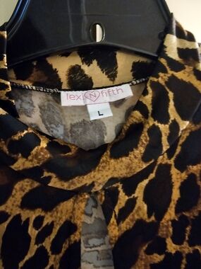 Lexi N Fifth Leopard Print Blouse - Black & Golden Brown